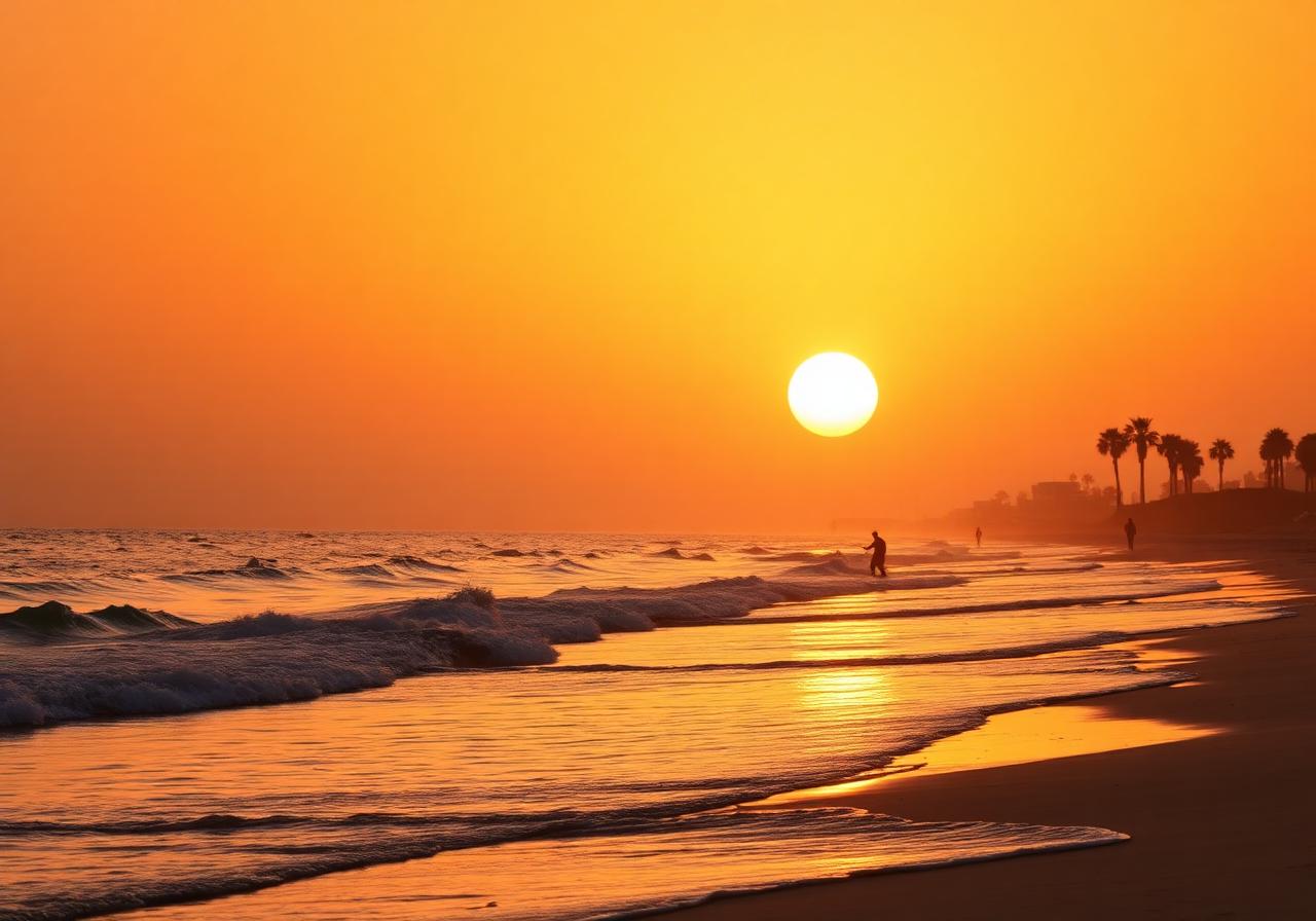 Atlantic sunset at the beach near Aquermoud
